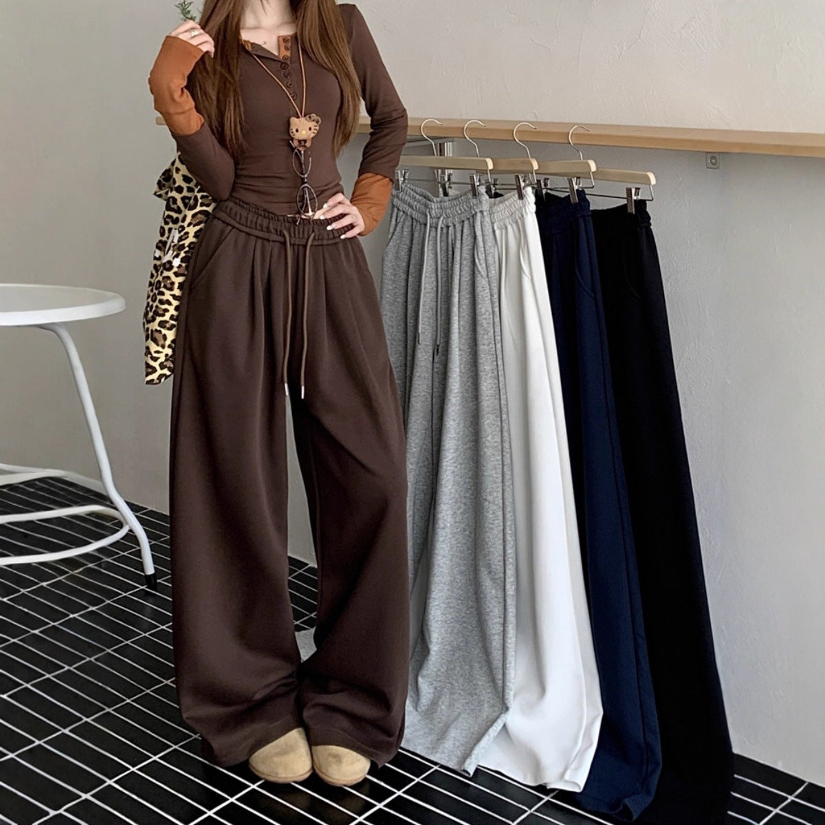 Idle Style Gray Casual Pants Autumn Sweatpants