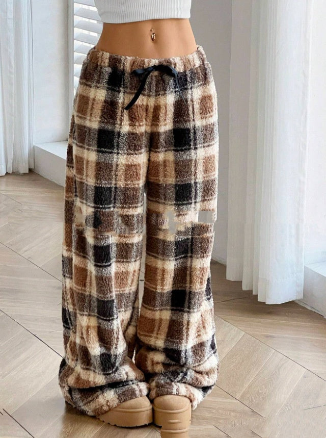 New Casual Leopard Print Lace-up Wide-leg Pants