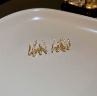 Silver Needle European And American Vintage Crumpled Resin Geometric Earrings