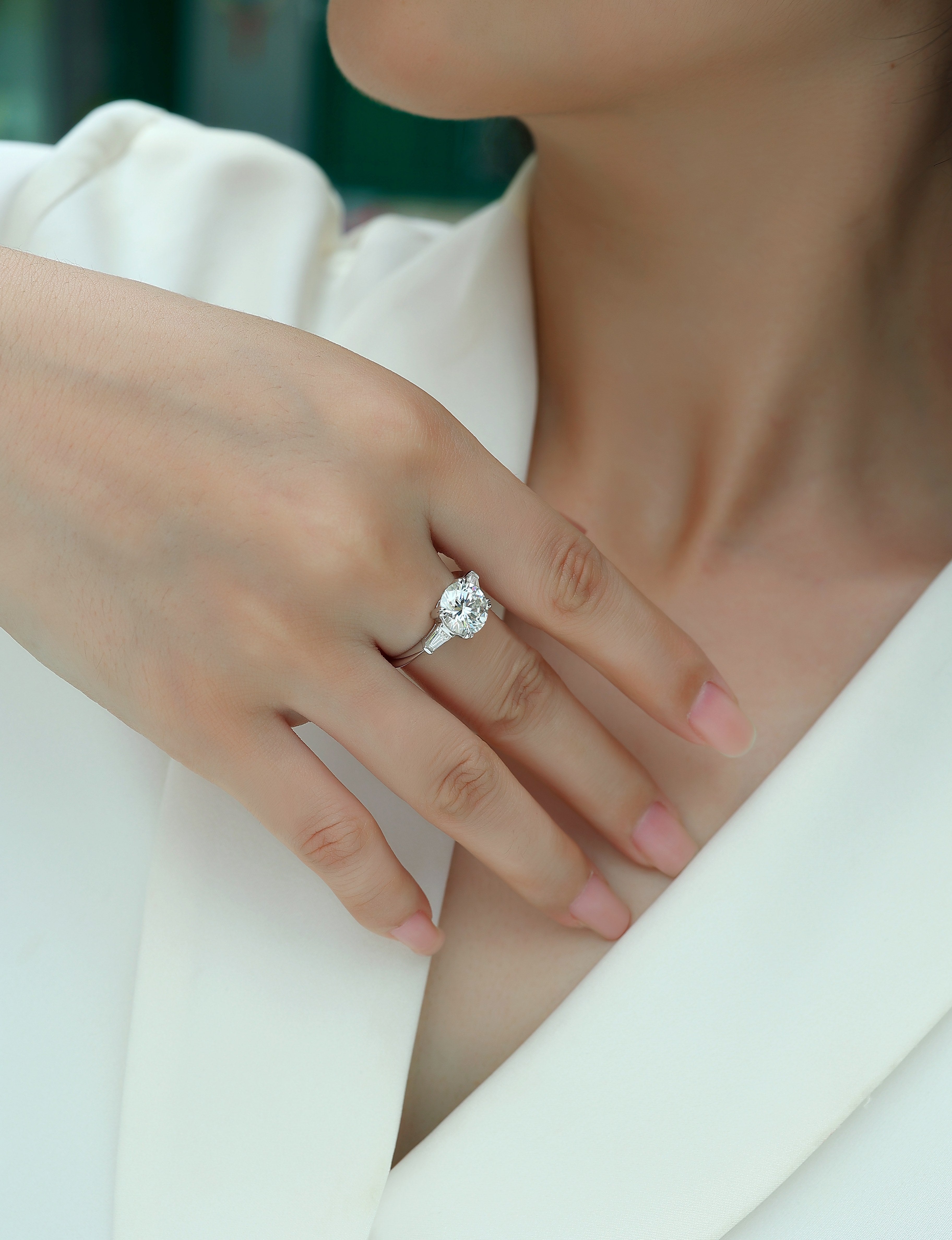 1Shining Step By Step - A Fashionable Diamond Jewelry Piece Set With 3-carat Moissanite S925 Sterling Silver And Platinum Diamond Ring. Prohibit TikTok sales