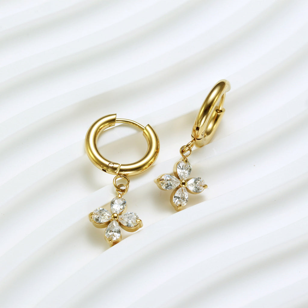 3A Zircon Stainless Steel Simple Bracelet Earrings Ins Niche Women's Ear Clip