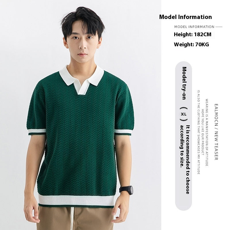 Polo Shirt Men's Ice Silk Led High-end Short-sleeved T-shirt Summer