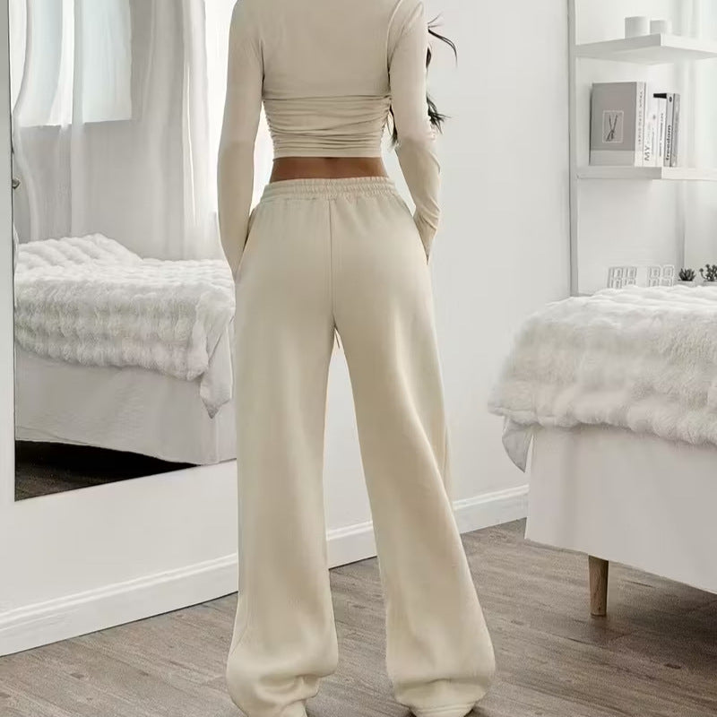 European And American Women's New Long Sleeve Solid Color Vest Pants Suit