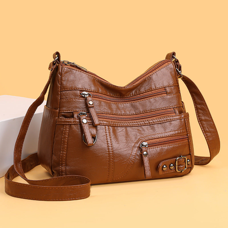 Korean Style Multi-pocket PU Soft Leather Bag