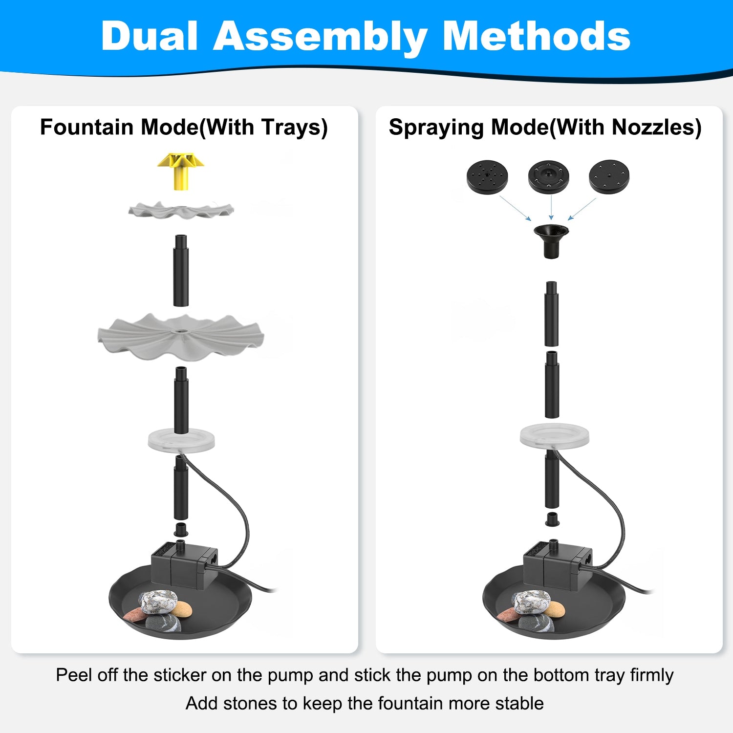 1Pc 3Tier Solar Bird Bath Fountain Solar Powered Water Fountain Waterfall Feature With Colorful Light 3 Nozzles 6W Solar Panel For Bird Bath Patio Yard Pond Garden