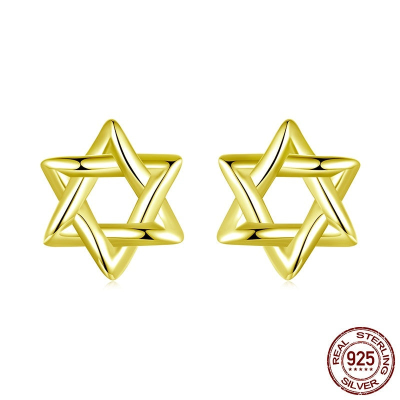 Simple Six-pointed Star Argent Pur Stud Earrings Fashionable All-match S925 Sterling Silver