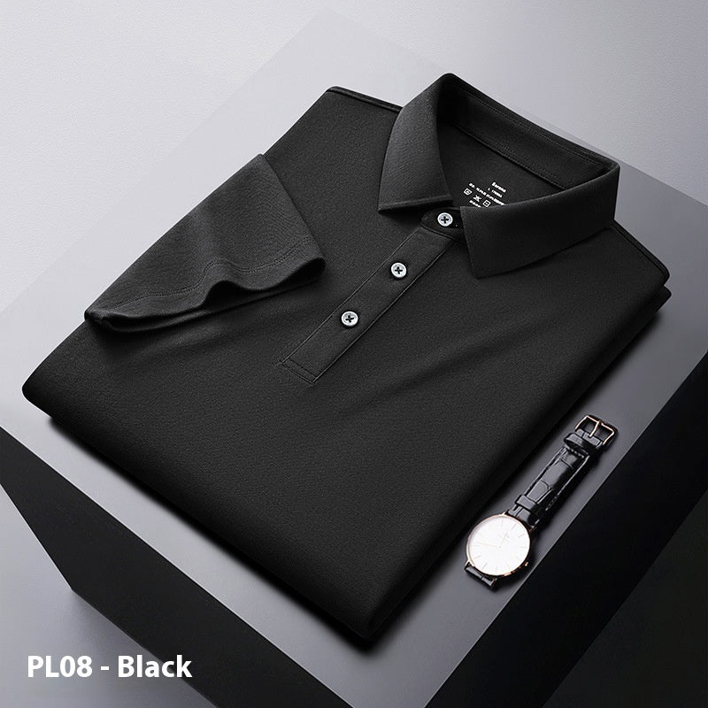 Cool Polo Shirt Men's Solid Color Polo Collar Business Casual Short-sleeved T-shirt