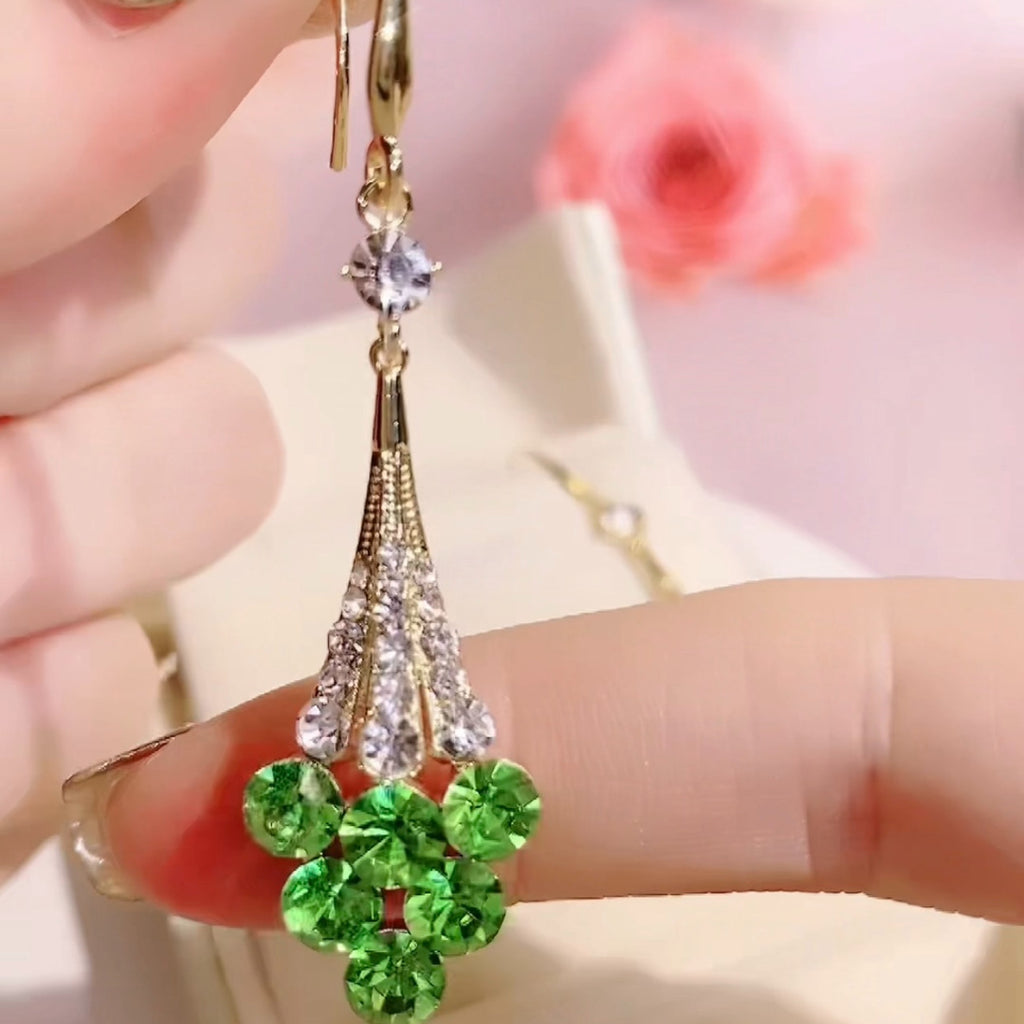 Green Long, Purple Style Earrings Fashion Sweet Personality