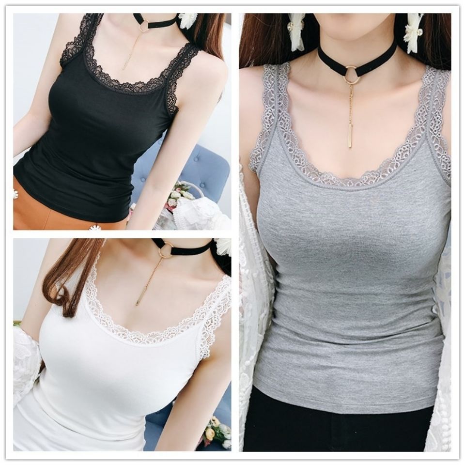 Sweet Lace Edge Splicing Sling Vest For Women
