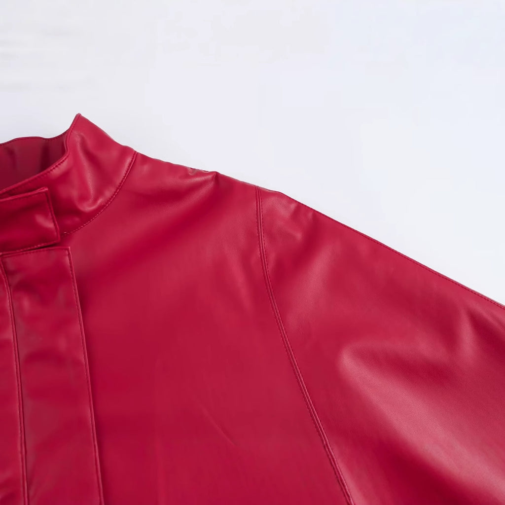 Goods Pu Small Zipper Leather Cloak Short Coat