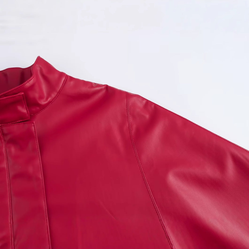 Goods Pu Small Zipper Leather Cloak Short Coat