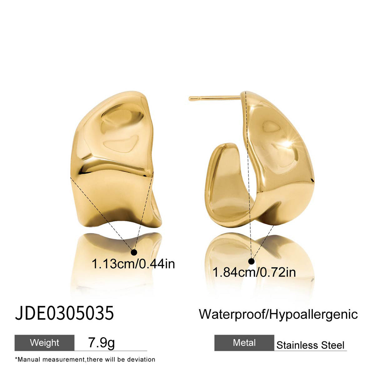 Jieding European And American Stainless Steel C-shaped Ear Studs Light Luxury High Sense