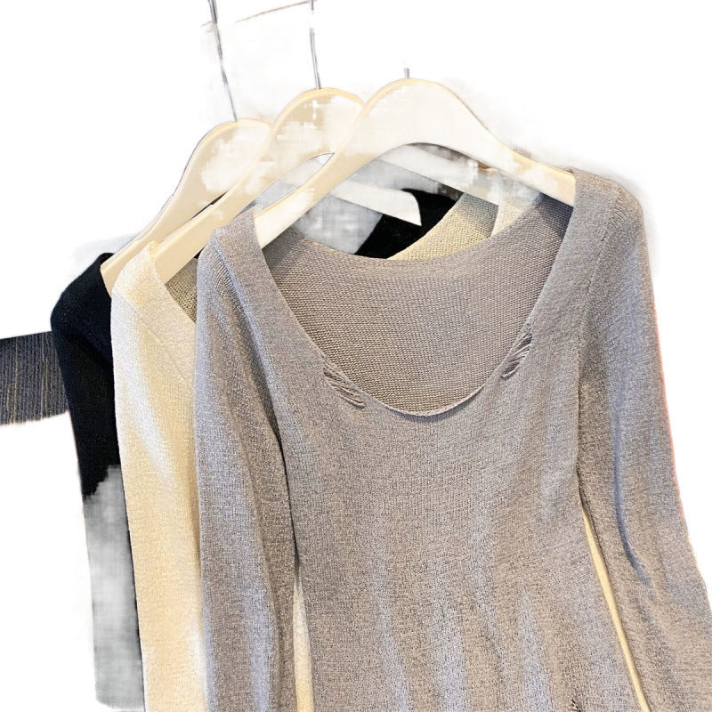Loose, Casual-style Ripped And Cutout Long-sleeve Top