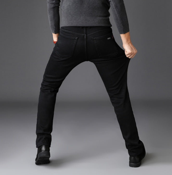 Men's Jeans Slim Straight Black Pants