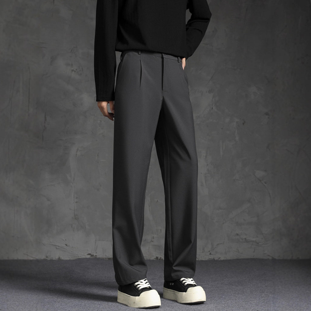 Black Loose Drooping Straight Casual Suit Pants