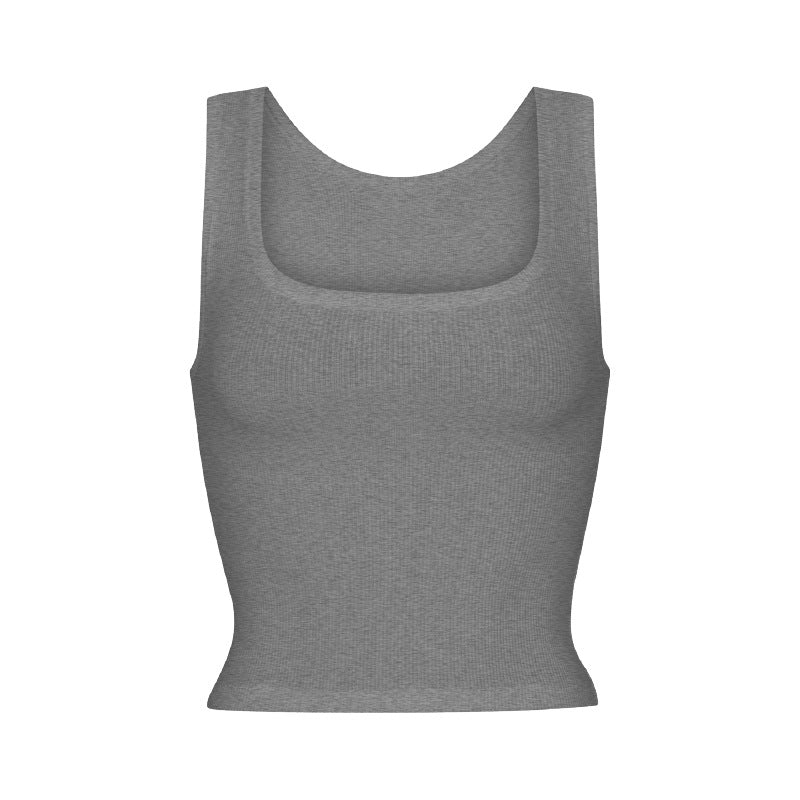 Outerwear Square-neck Midriff-baring Vest For Women