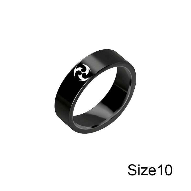 Genshin Impact Stainless Steel Ring Eye Of God Ice Fire Wind Water Grass Thunder Element Rings For Women Men