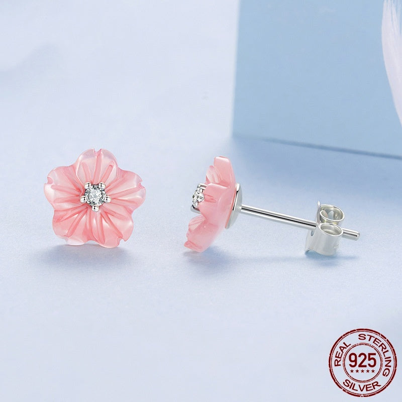 Romantic Fritillary Stud Earrings Sweet Elegant Graceful S925 Sterling Silver