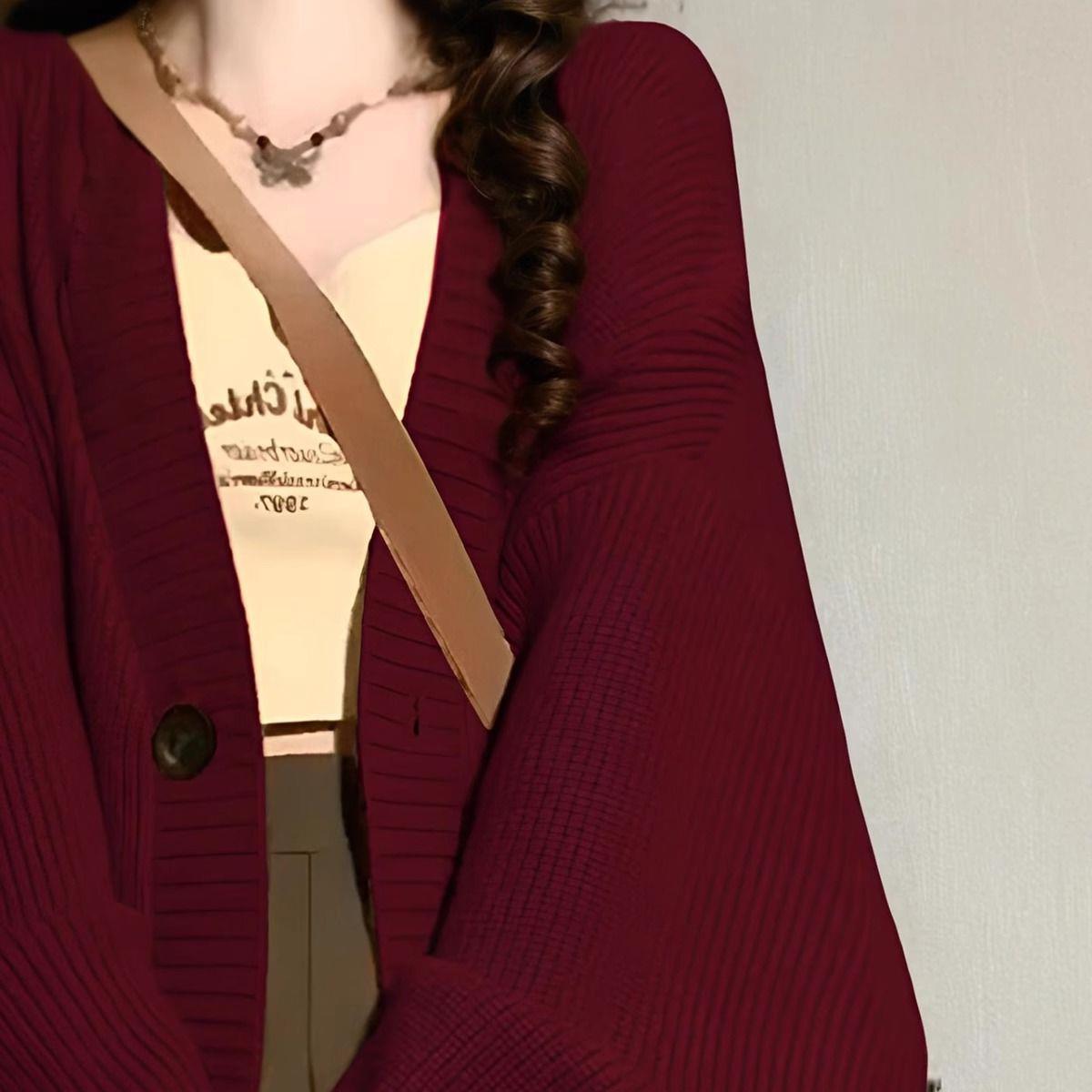 Retro Casual Laid-back Style Coat Sweater Mid-length