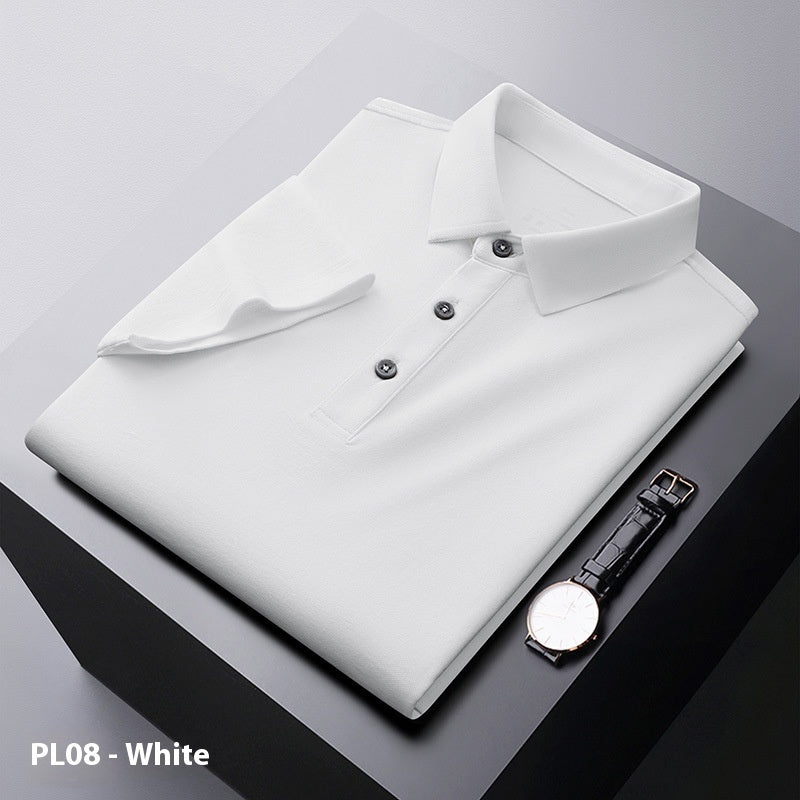 Cool Polo Shirt Men's Solid Color Polo Collar Business Casual Short-sleeved T-shirt