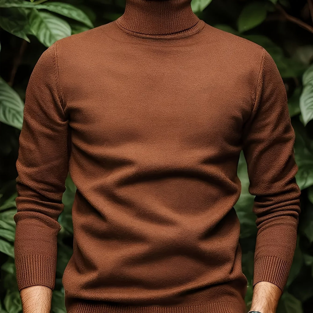 Men's Solid Color Versatile Soft Viscose Turtleneck Sweater