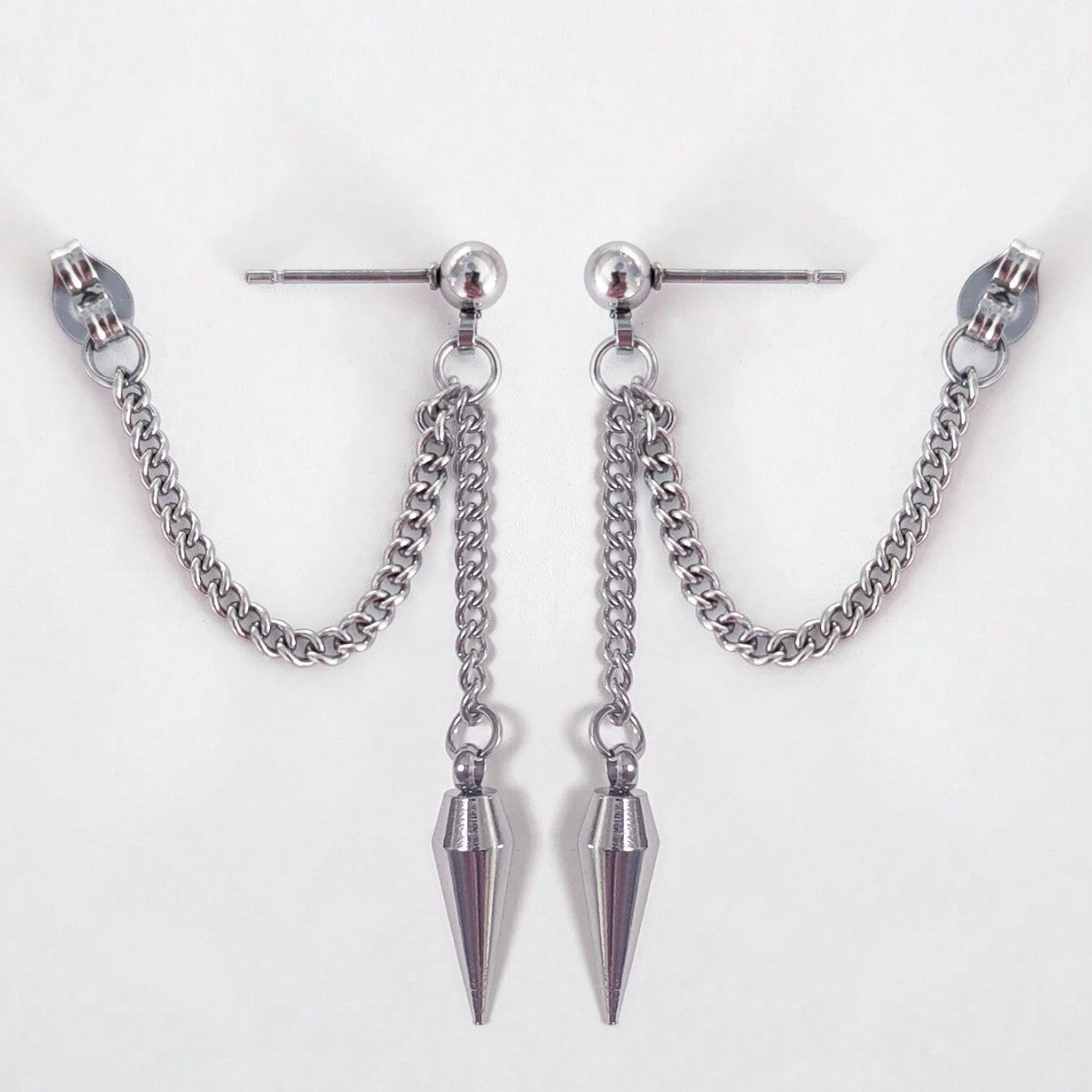 Personalized Long Ear Studs Simple Rivet Chain Cold Style