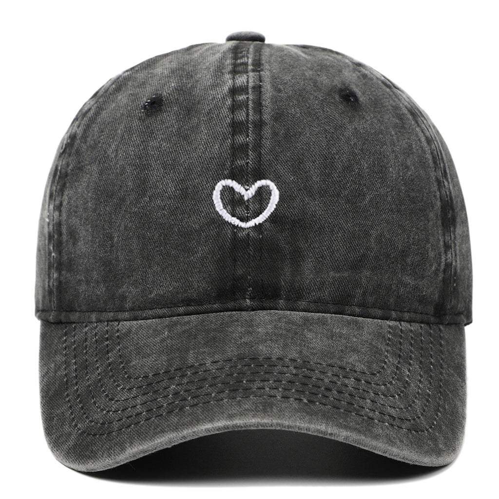 Artistic Retro Small Love Embroidered Soft Top Fashion Peaked Cap