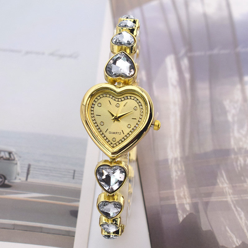 Women's Heart-shaped Diamond Watch Minority Fashion Love Women's Quartz Watch