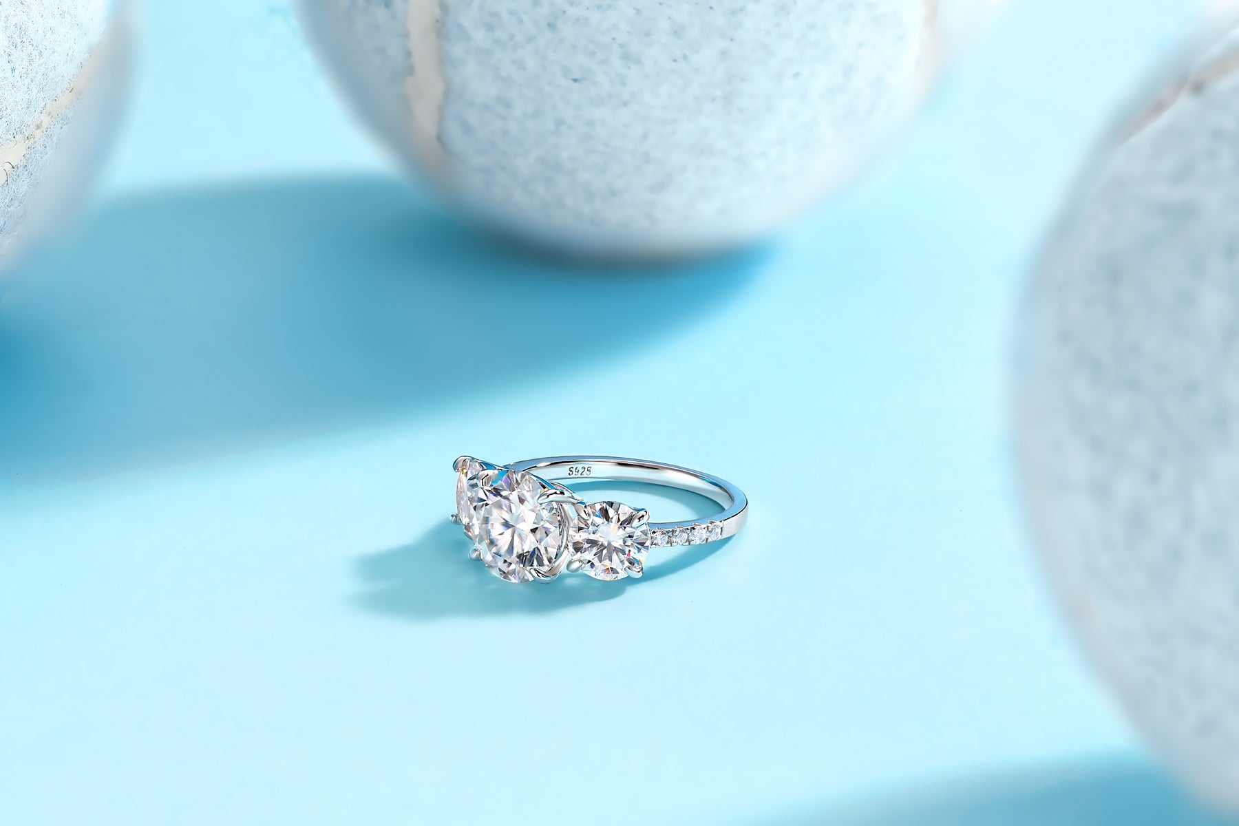 1Three Shining Stars - A Fashionable And Luxurious Jewelry Piece Set With 3-carat Moissanite S925 Sterling Silver And Platinum-plated Diamond Prohibit TikTok sales