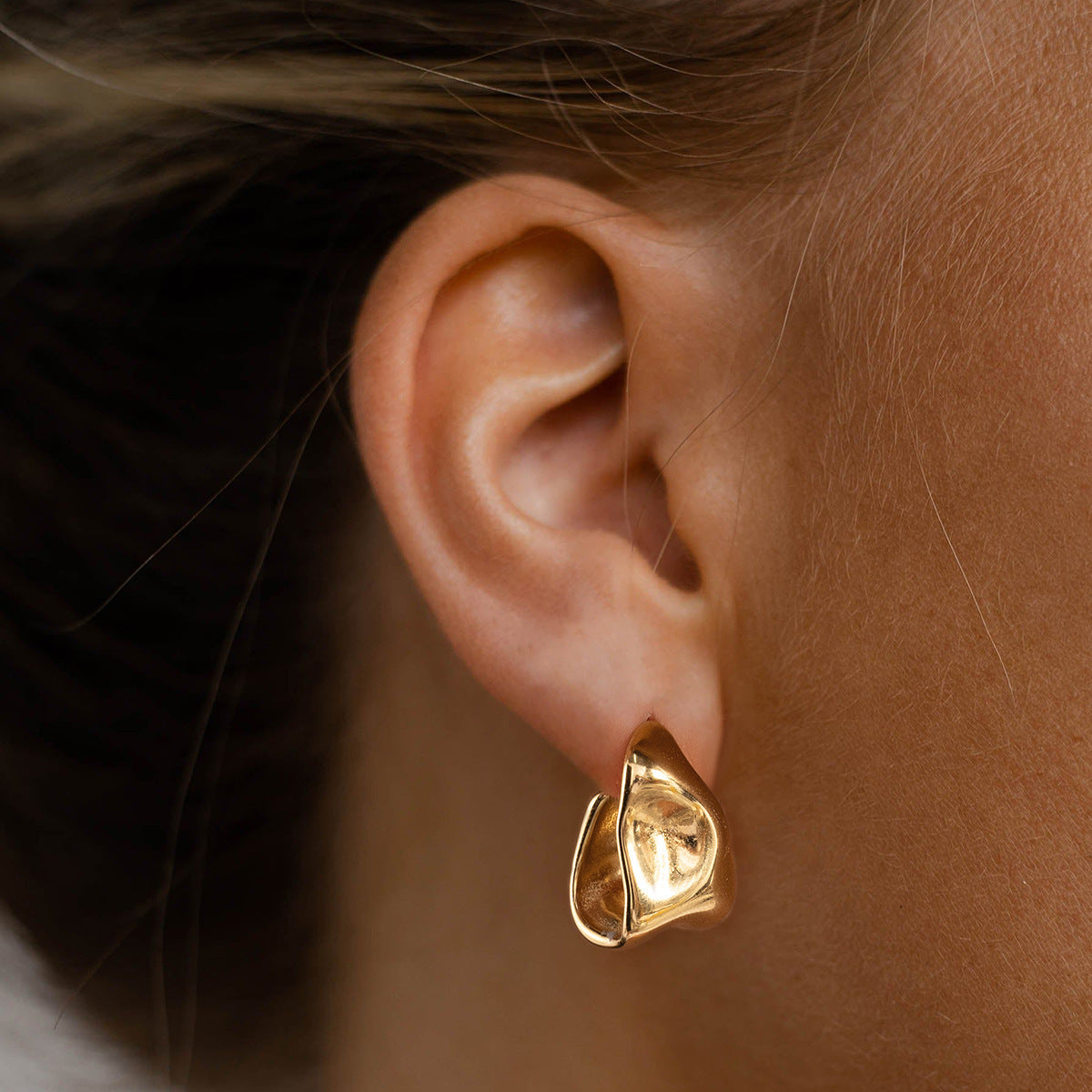 Jieding European And American Stainless Steel C-shaped Ear Studs Light Luxury High Sense