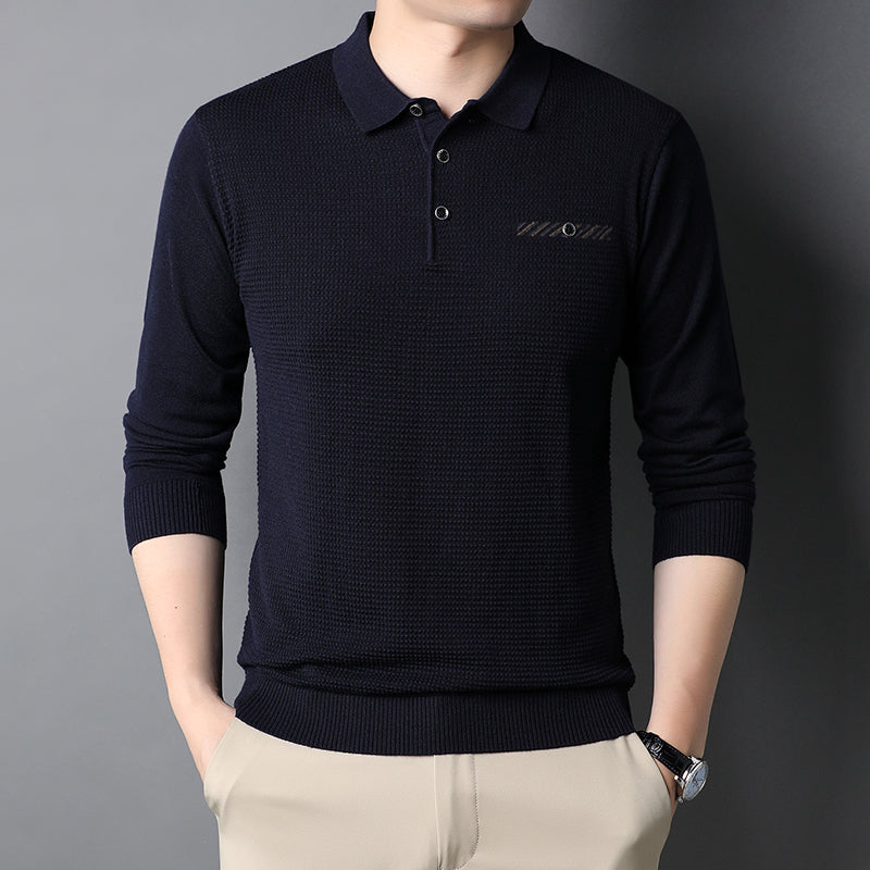 Men's Fashion Long Sleeve Lapel Bottoming Top