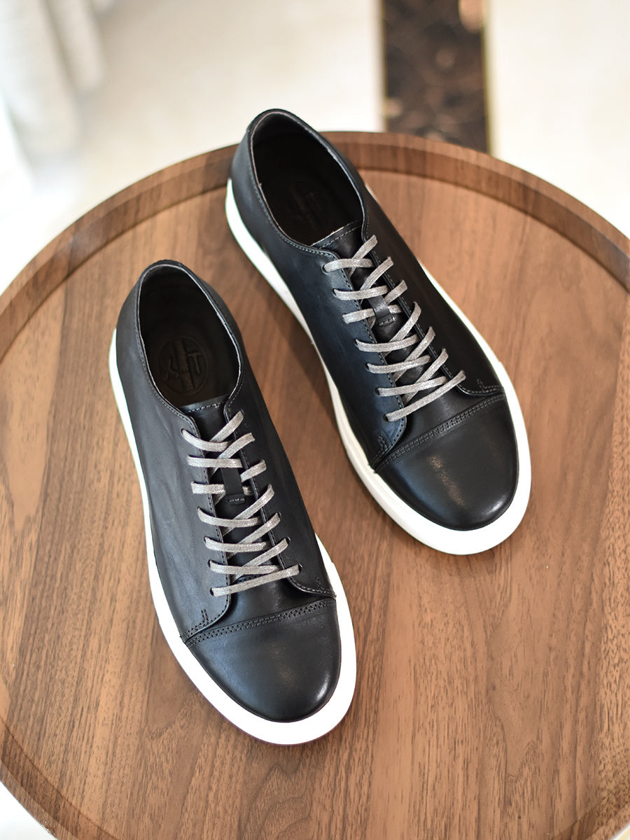 Men's Handmade First-grain Horse Leather Distressed Casual Shoes