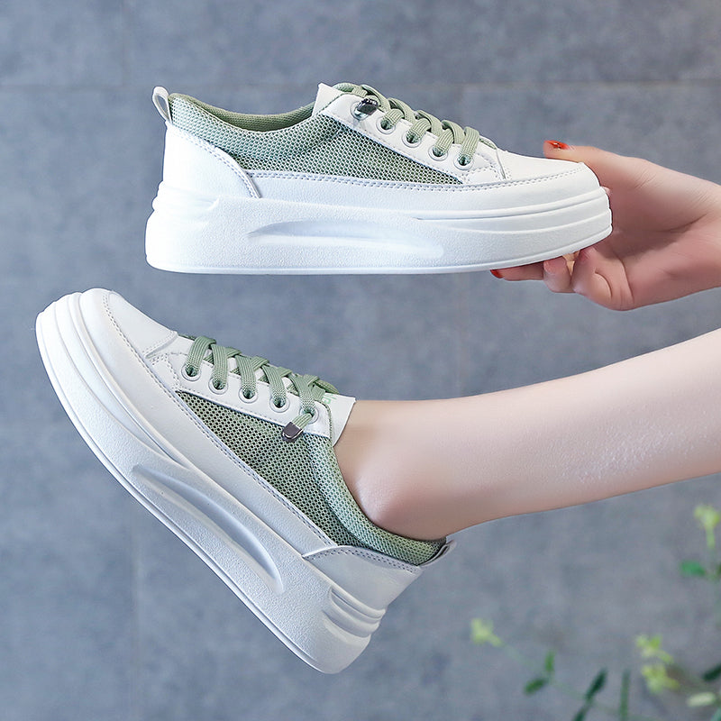 Mesh casual platform white shoes