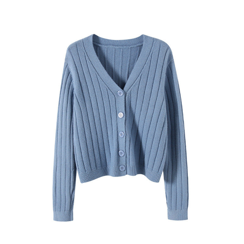 V-neck Sweater Sweater Thin Cardigan Jacket Top For Women