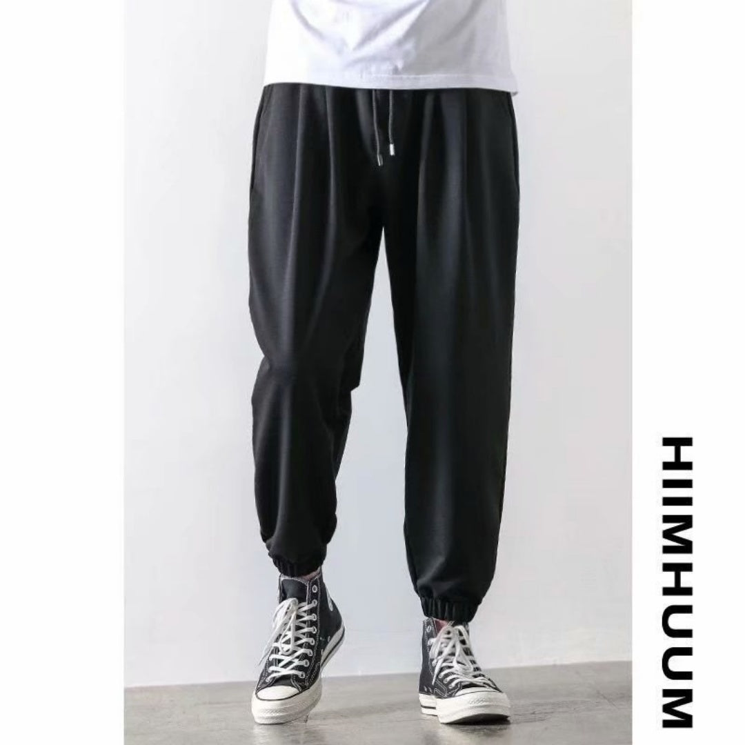 Trendy Fleece-lined Thickened Loose Tappered Gray Casual Pants
