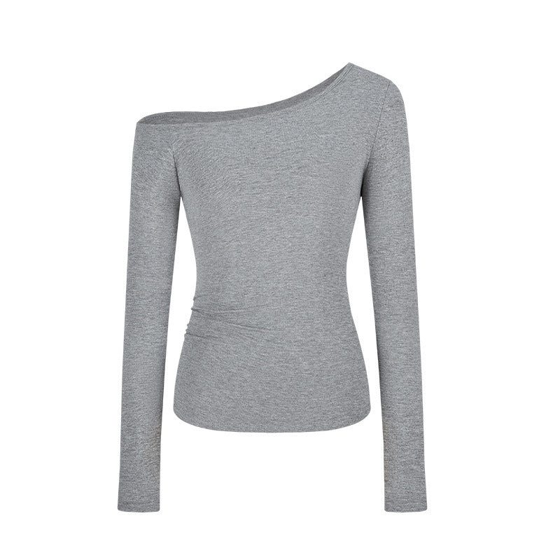 Pure Hot Girl Slim-fit Slimming And Shoulder Hollow Long-sleeved T-shirt Women's Top