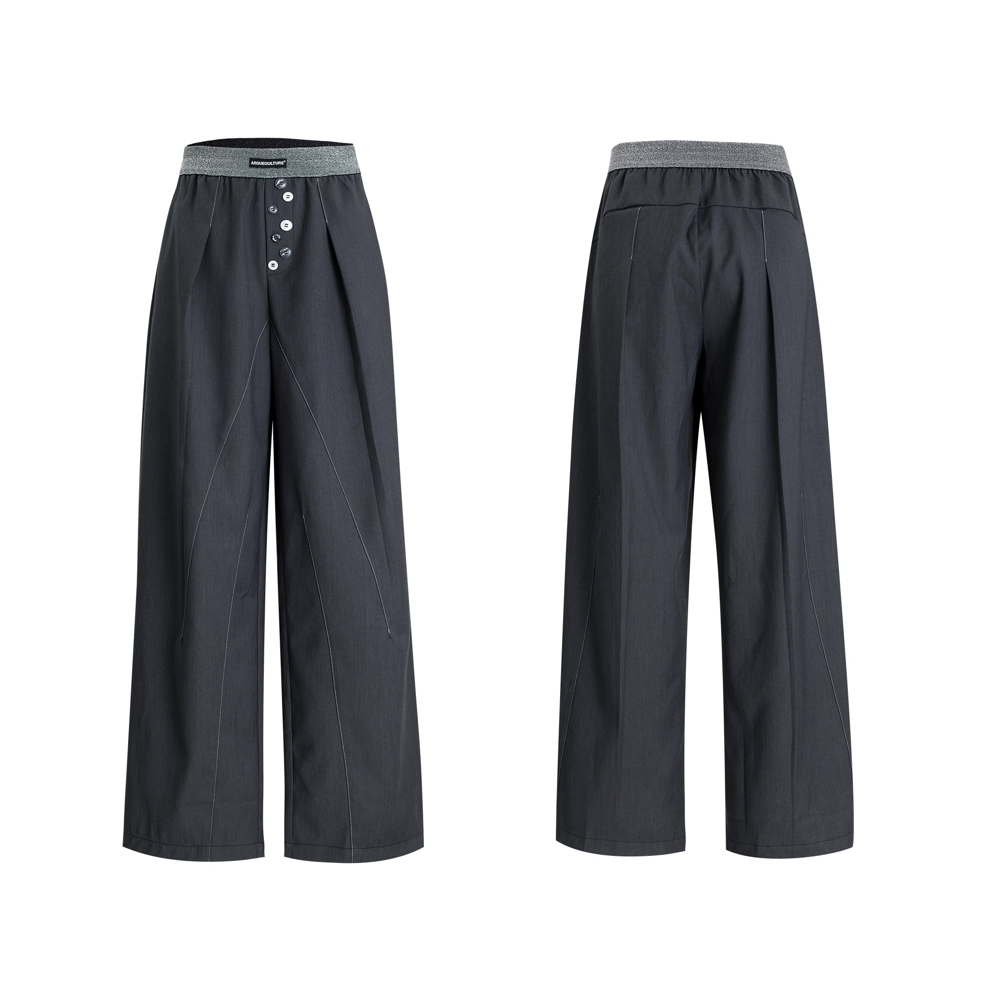 Drooping Straight Suit Pants Button Open Line Design Casual Pants