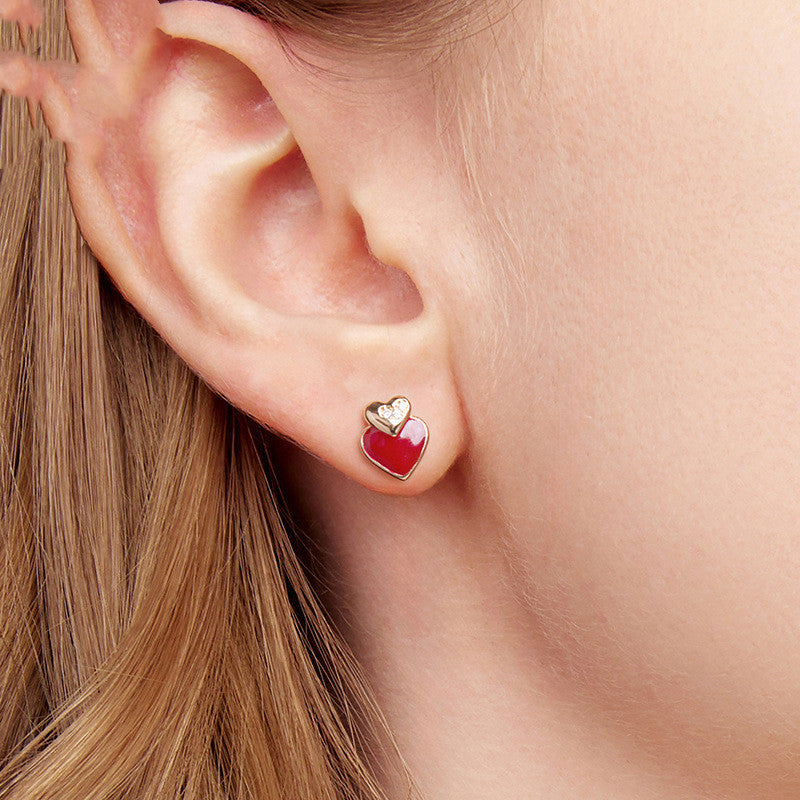 Hong Kong Style S925 Sterling Silver Heart-shaped Stud Earrings
