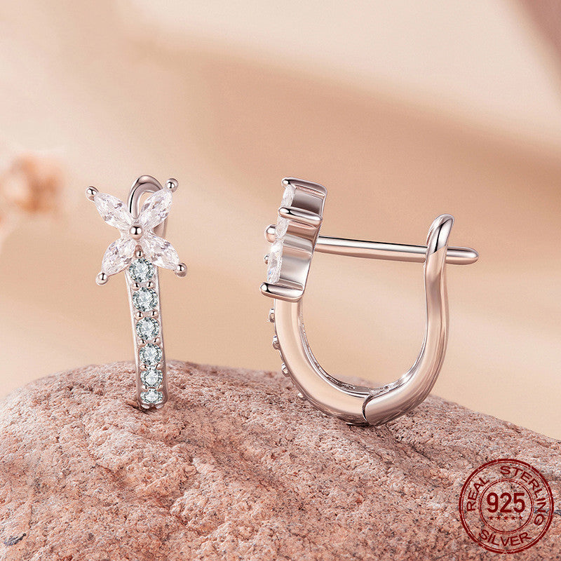 Original S925 Sterling Silver White Gold Plated Autumn Leaves Ear Clip Exquisite Small Leaves