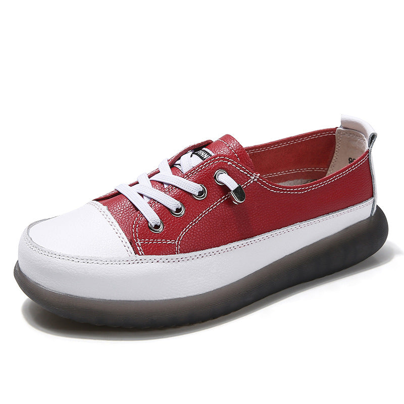 Women's Fashionable Casual Soft Bottom Leather Low-cut Sneakers