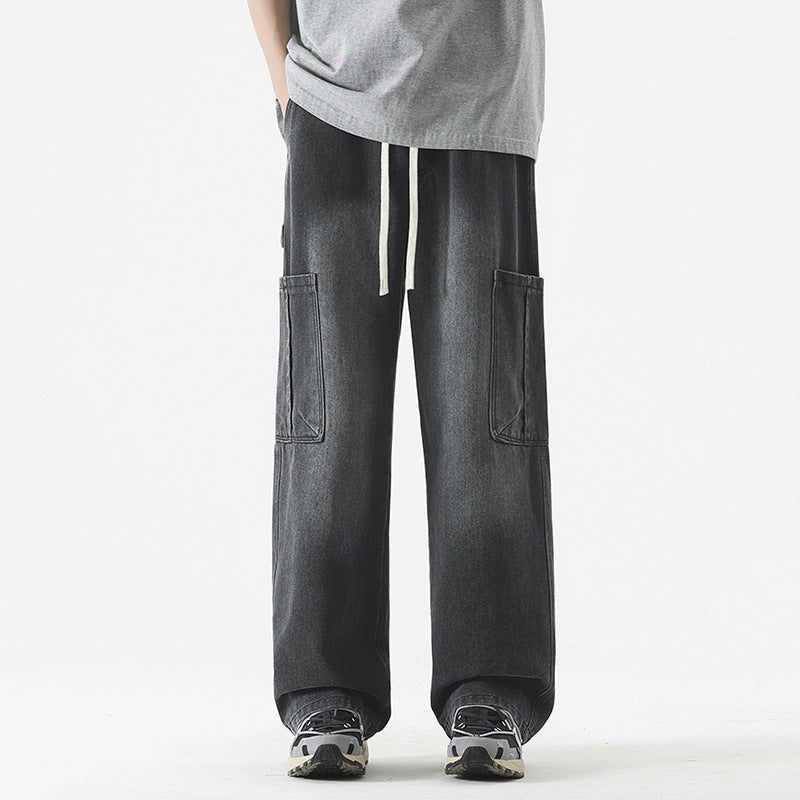 Retro Washed Big Workwear With Pocket Jeans For Men