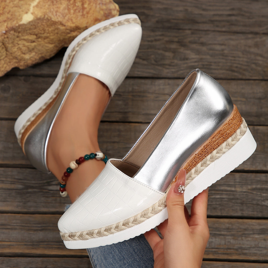Woven Hemp Rope Muffin Bottom Low-cut Breathable Pointed Women's Pumps