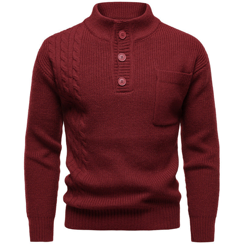 Men's Fashion British Henry Stand Collar Sweater