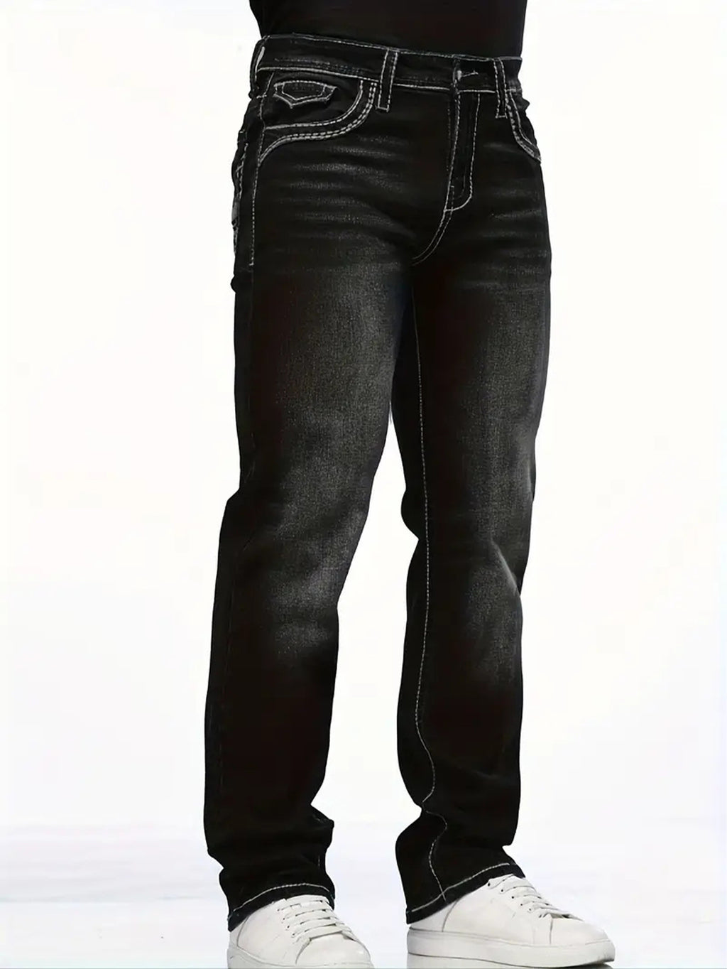 Stretch Multi-craft Slim Fit Show Thin Black Straight Men's Trousers