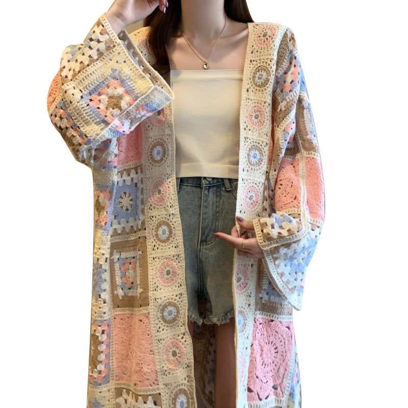 Loose Bohemian Crocheted Hollow Out Sweater Coat