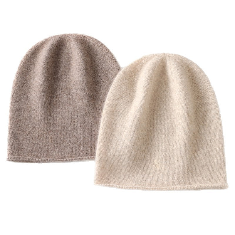 Cashmere Hat For Women Curled Brim Knitted Hat