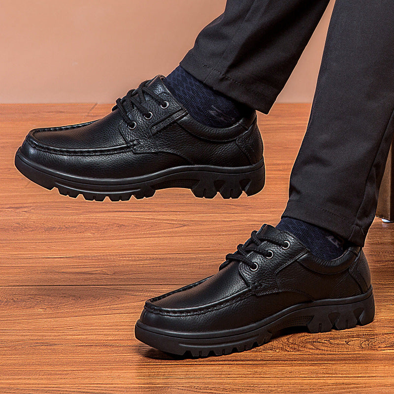 Outdoor Leather Shoes Low-cut Lace-up Casual Shoes Cowhide Work Boots