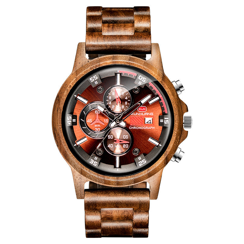 Multifunctional sports wood watch
