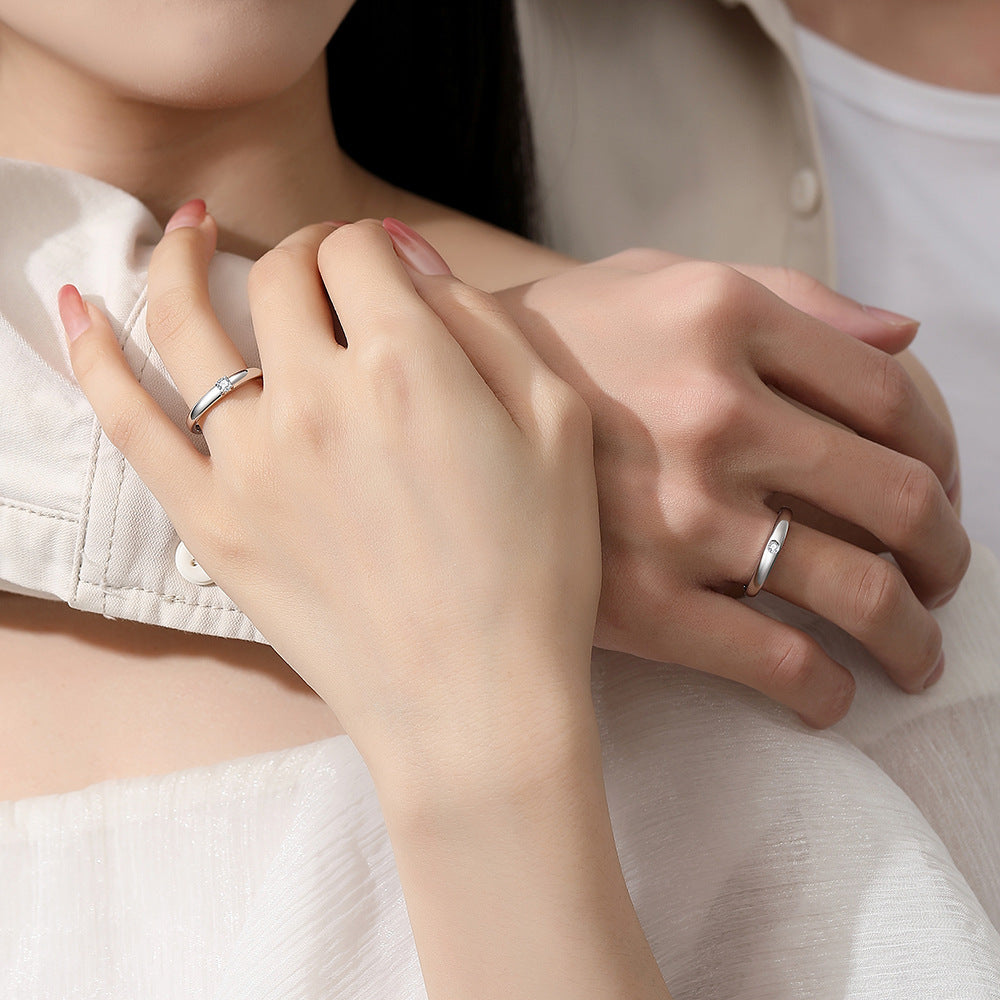 Ring Flash Single Zircon Couple Ring Men And Women Niche Opening Couple Rings