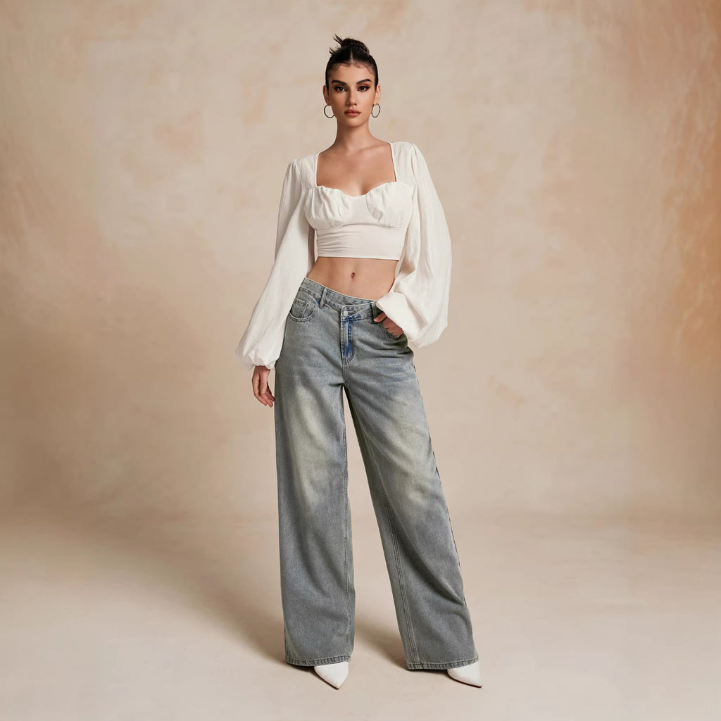 Loose Slightly Flared Street-style Trousers